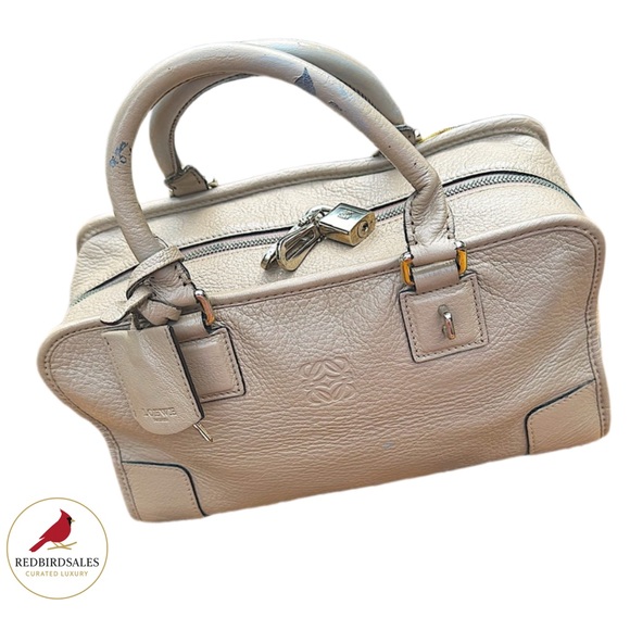 LOEWE Calfskin Amazona 28 Taupe with handle wear. Taupe - Picture 1 of 17